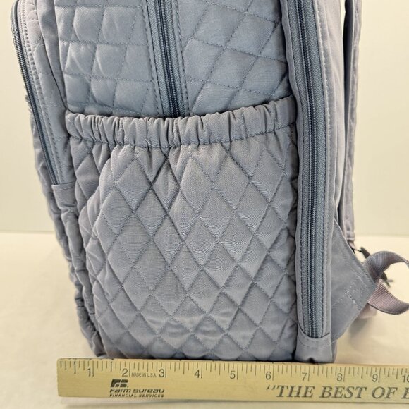 Vera Bradley Essential Large Backpack Gray Quilted Polka Dot Lining Zip Pockets - Picture 12 of 16